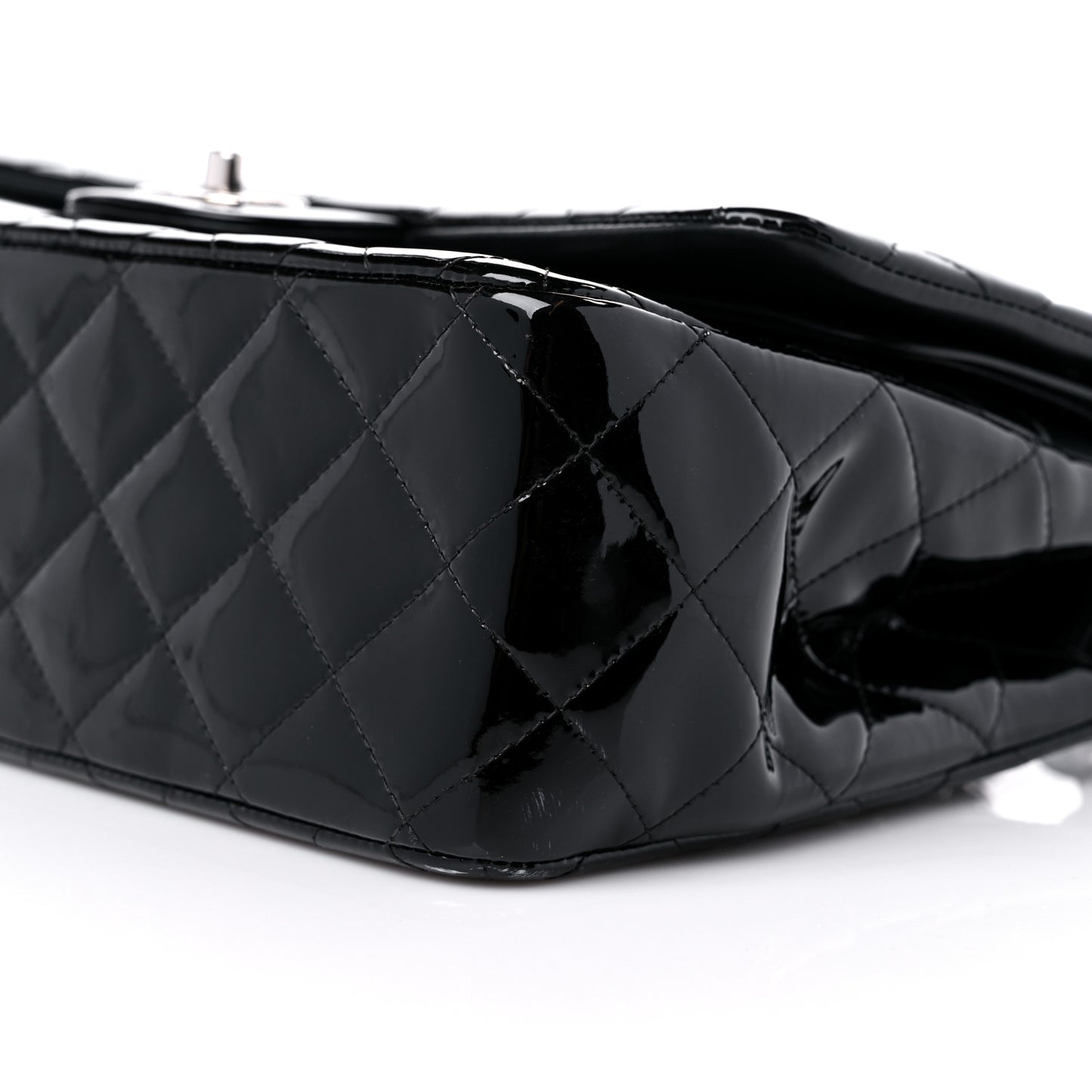 Patent Quilted Jumbo Double Flap Black