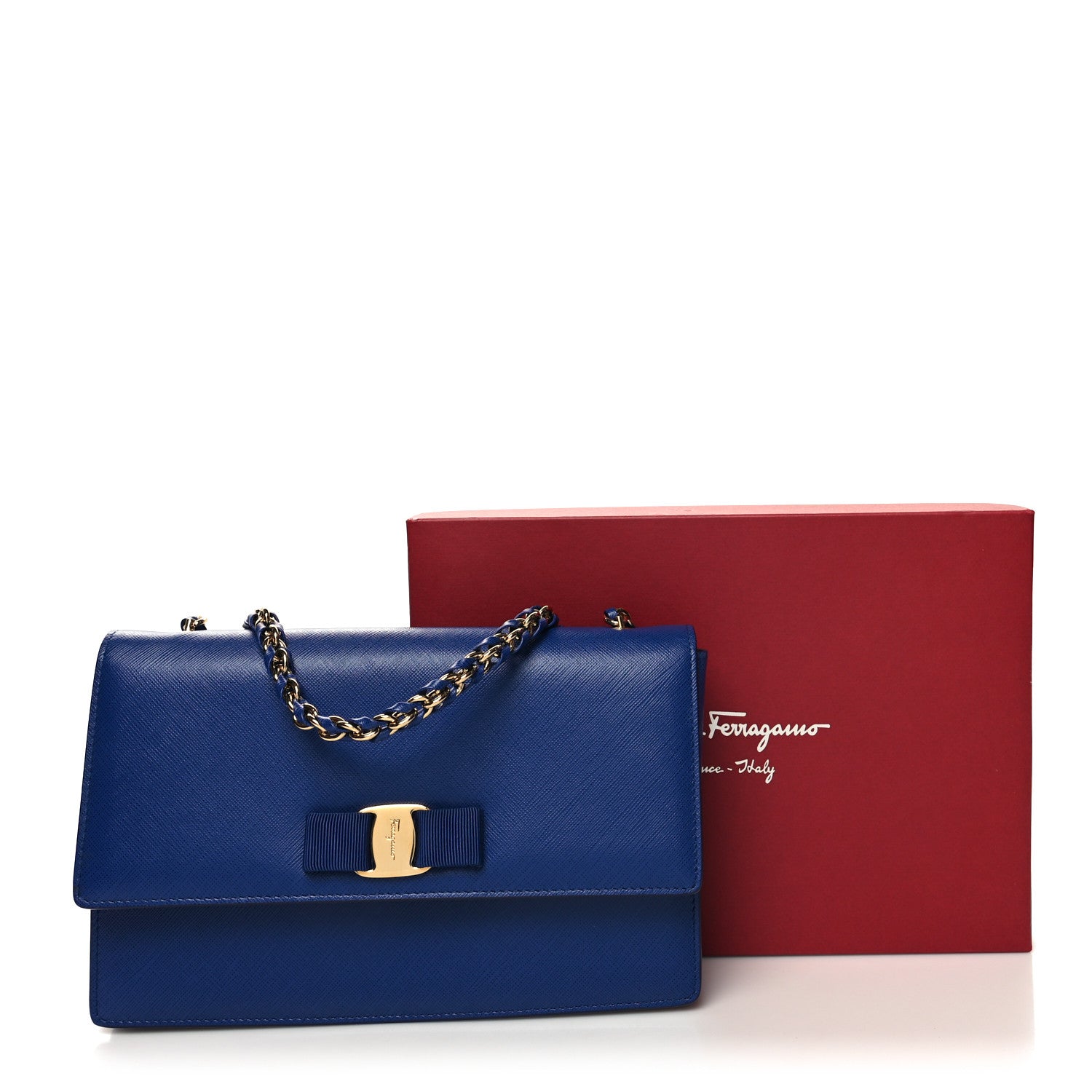 Salvatore Ferragamo Printed Calfskin Ginny Shoulder Bag Blue 11 of 11