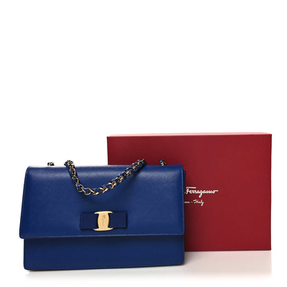 Salvatore Ferragamo Printed Calfskin Ginny Shoulder Bag Blue 11 of 11