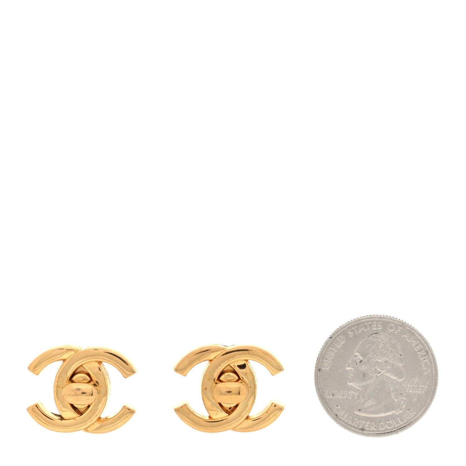 Chanel Metal CC Turnlock Clip On Earrings Gold 2 of 5