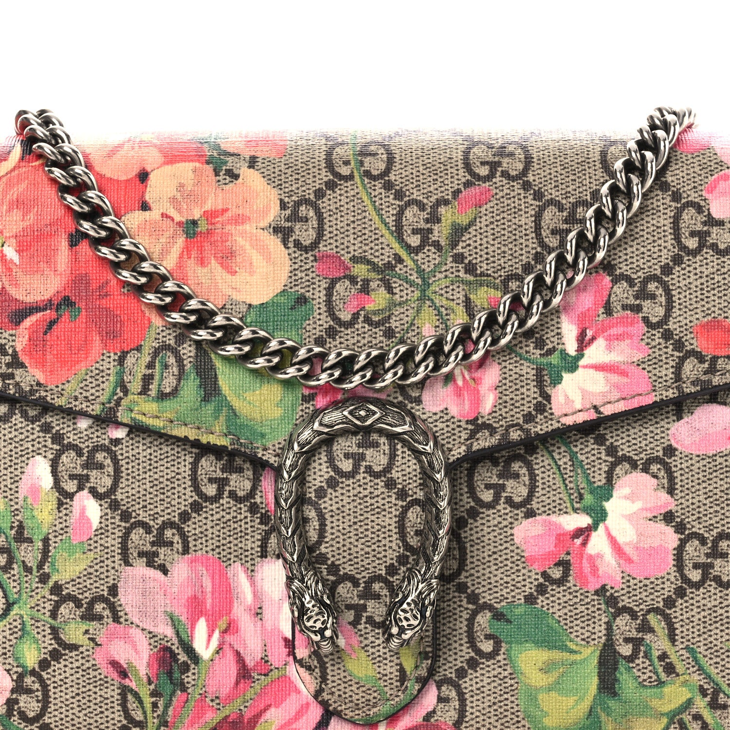 Gucci GG Supreme Monogram Blooms Mini Dionysus Chain Wallet Beige Multicolor Dry Rose 8 of 14