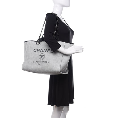 Chanel Canvas Deauville Large Tote Grey 2 of 12