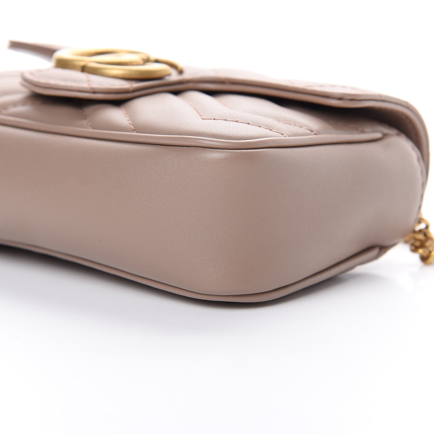 Gucci Calfskin Matelasse Super Mini GG Marmont Shoulder Bag Porcelain Rose 9 of 10