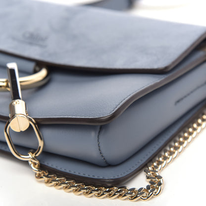 Chloe Suede Calfskin Small Faye Shoulder Bag Ash Blue 8 of 9