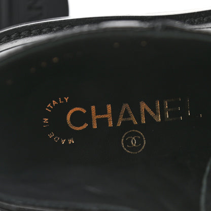Chanel Shiny Calfskin Quilted Lace Up Combat Boots 37.5 Black 7 of 9