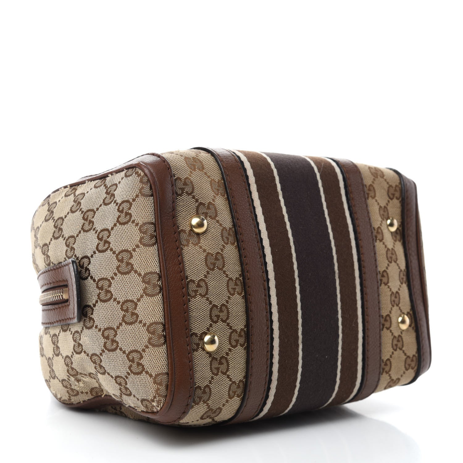 Gucci Monogram Vintage Web Small Boston Dark Brown 4 of 14