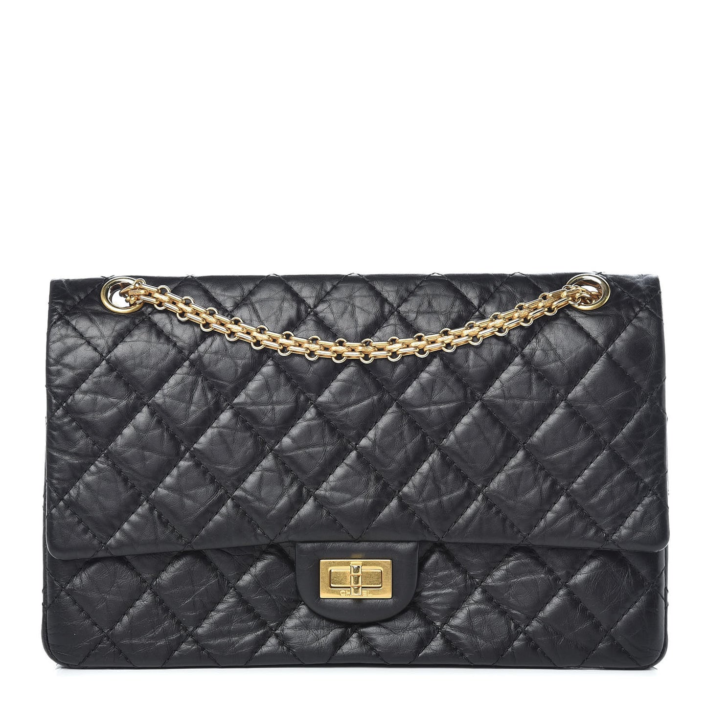 Aged Calfskin Quilted 2.55 Reissue 226 Flap Black