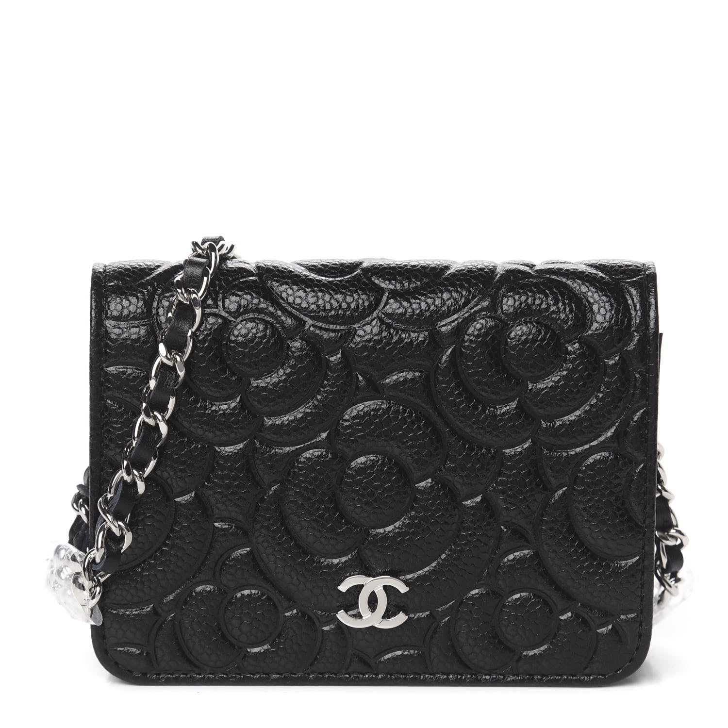 Chanel Caviar Camellia Embossed Chain Belt Bag Black 1 of 13