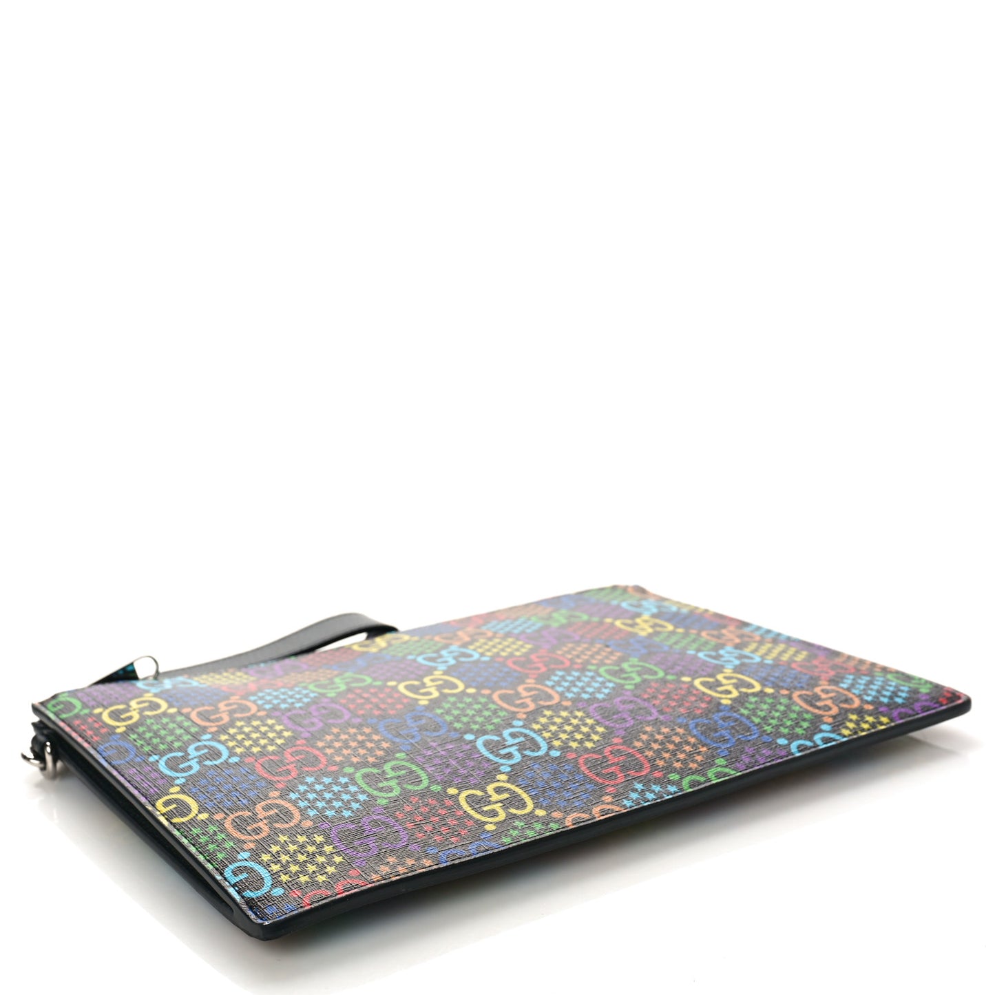 GG Supreme Monogram Psychedelic Zip Wristlet Pouch Black Multicolor