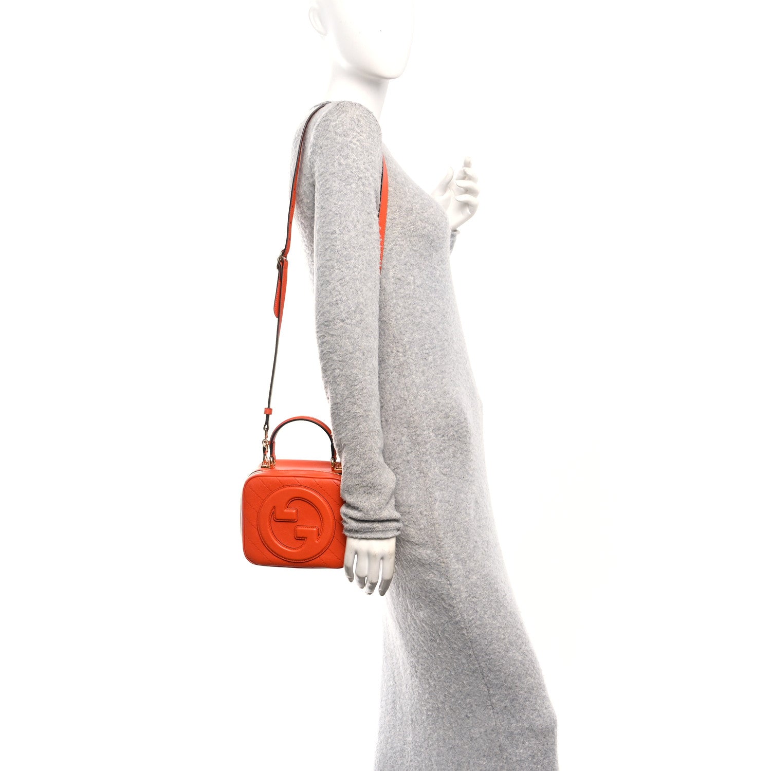 Gucci Sakai Be Green Calfskin Diagonal Stitched Blondie Top Handle Bag Orange 2 of 10
