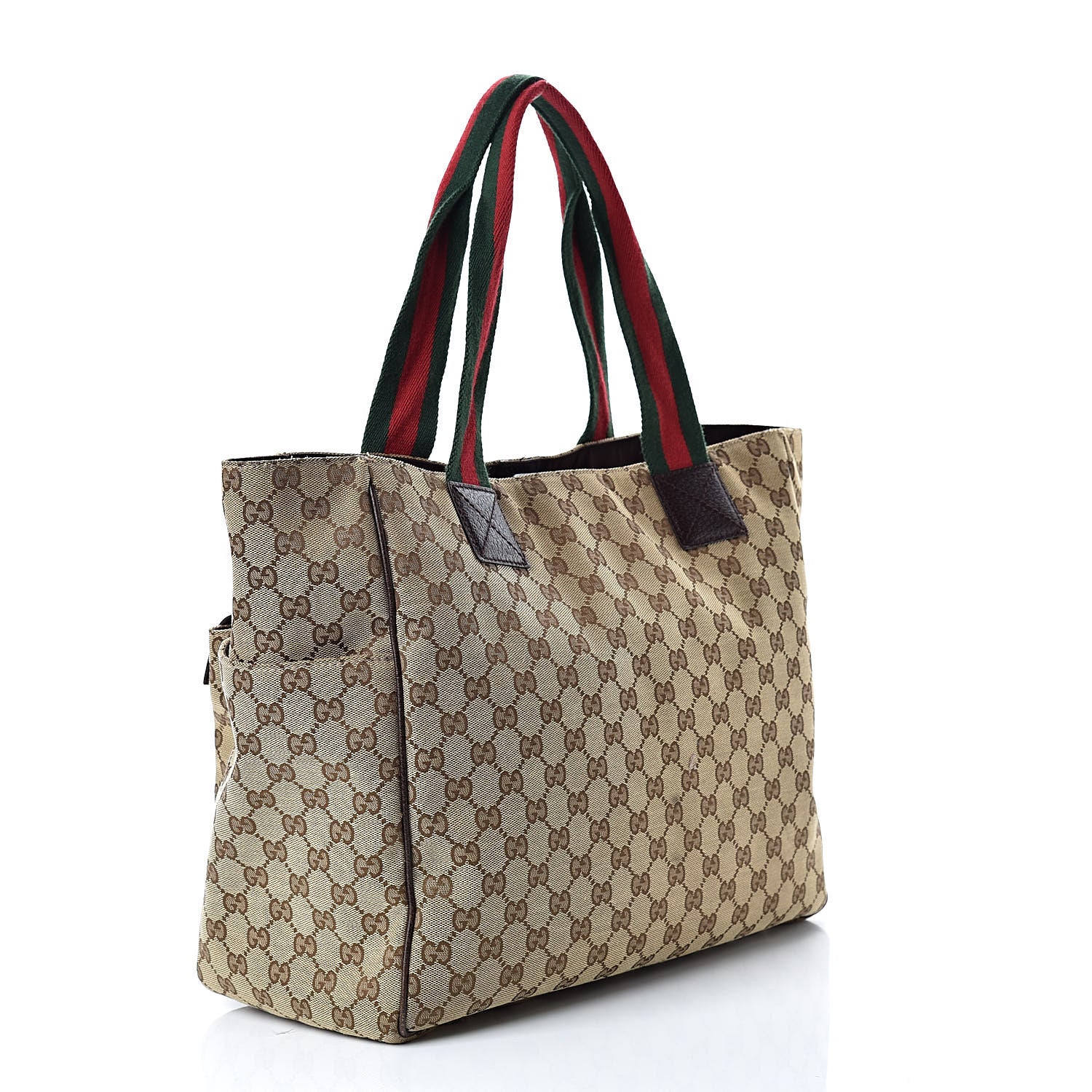Gucci GG Monogram Medium Web Handle Double Pocket Tote Brown 3 of 16