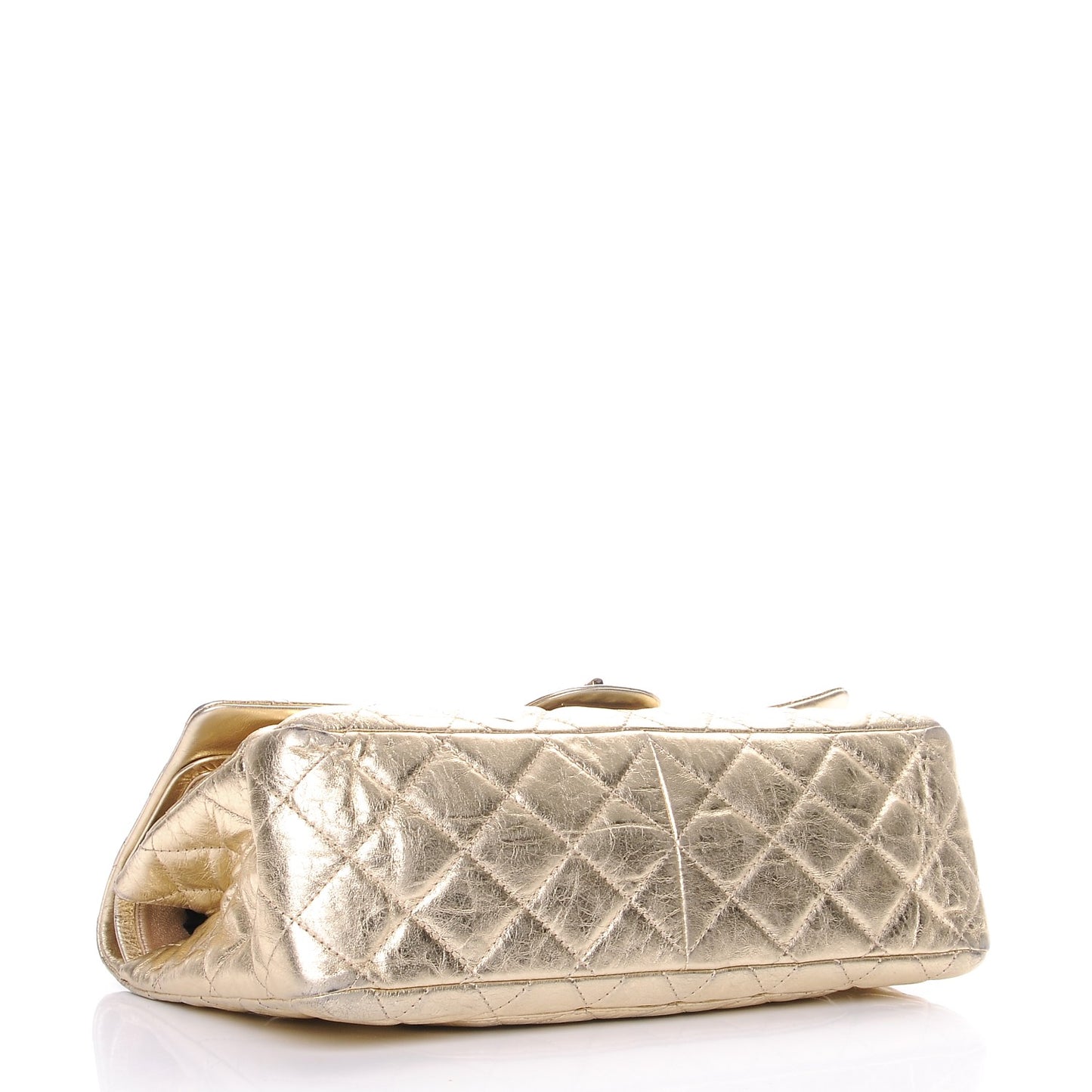 Metallic Aged Calfskin Quilted 2.55 Reissue 228 Flap Light Gold