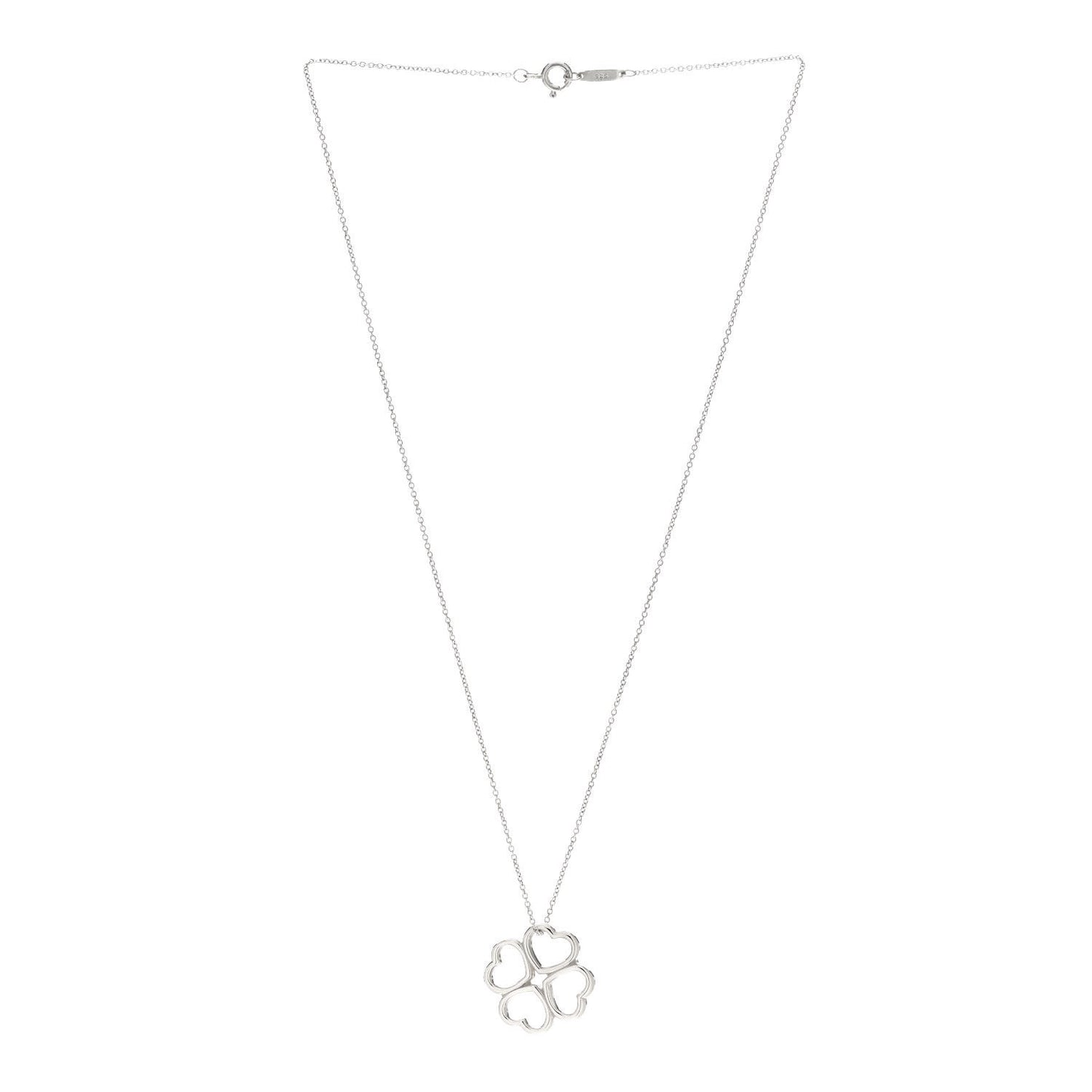 Sterling Silver Four Hearts Clover Pendant Necklace