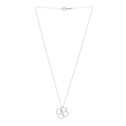 Tiffany Sterling Silver Four Hearts Clover Pendant Necklace 3 of 7