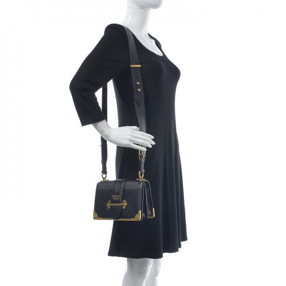 Prada City Calf Saffiano Cahier Bag Black 2 of 7