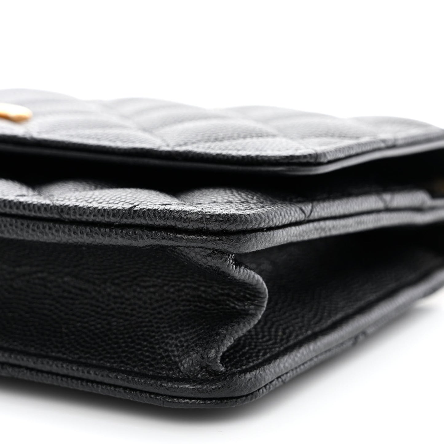 Caviar Quilted Camellia Wallet On Chain WOC Black