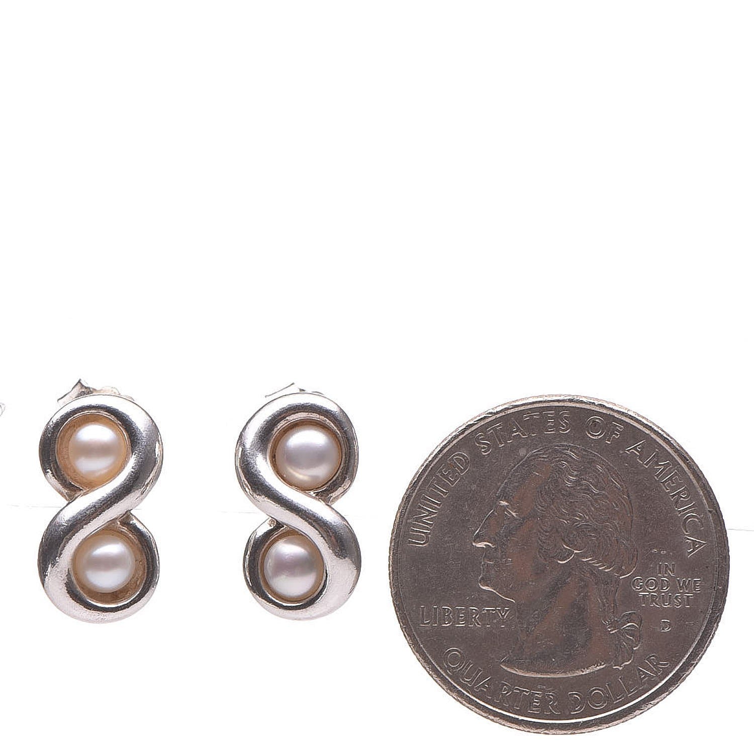 Tiffany Sterling Silver Infinilty Pearl Earrings 2 of 5
