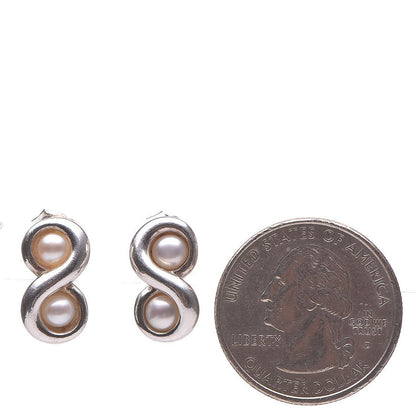 Tiffany Sterling Silver Infinilty Pearl Earrings 2 of 5