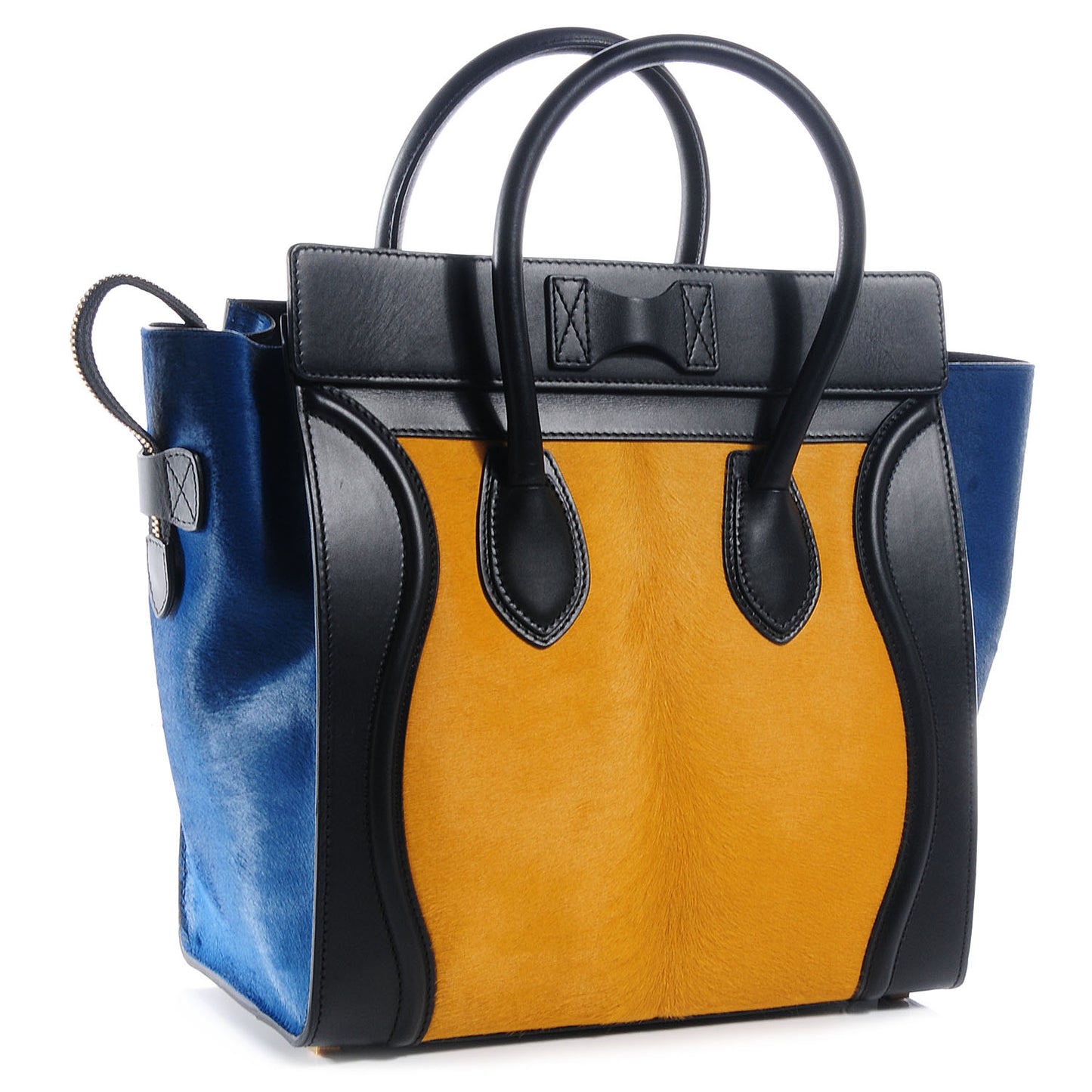 Pony Hair Mini Tri-Color Luggage Royal Blue