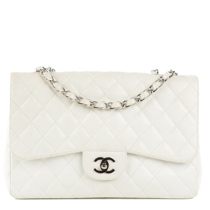 Chanel Caviar Quilted Jumbo Single Flap White 1 of 15