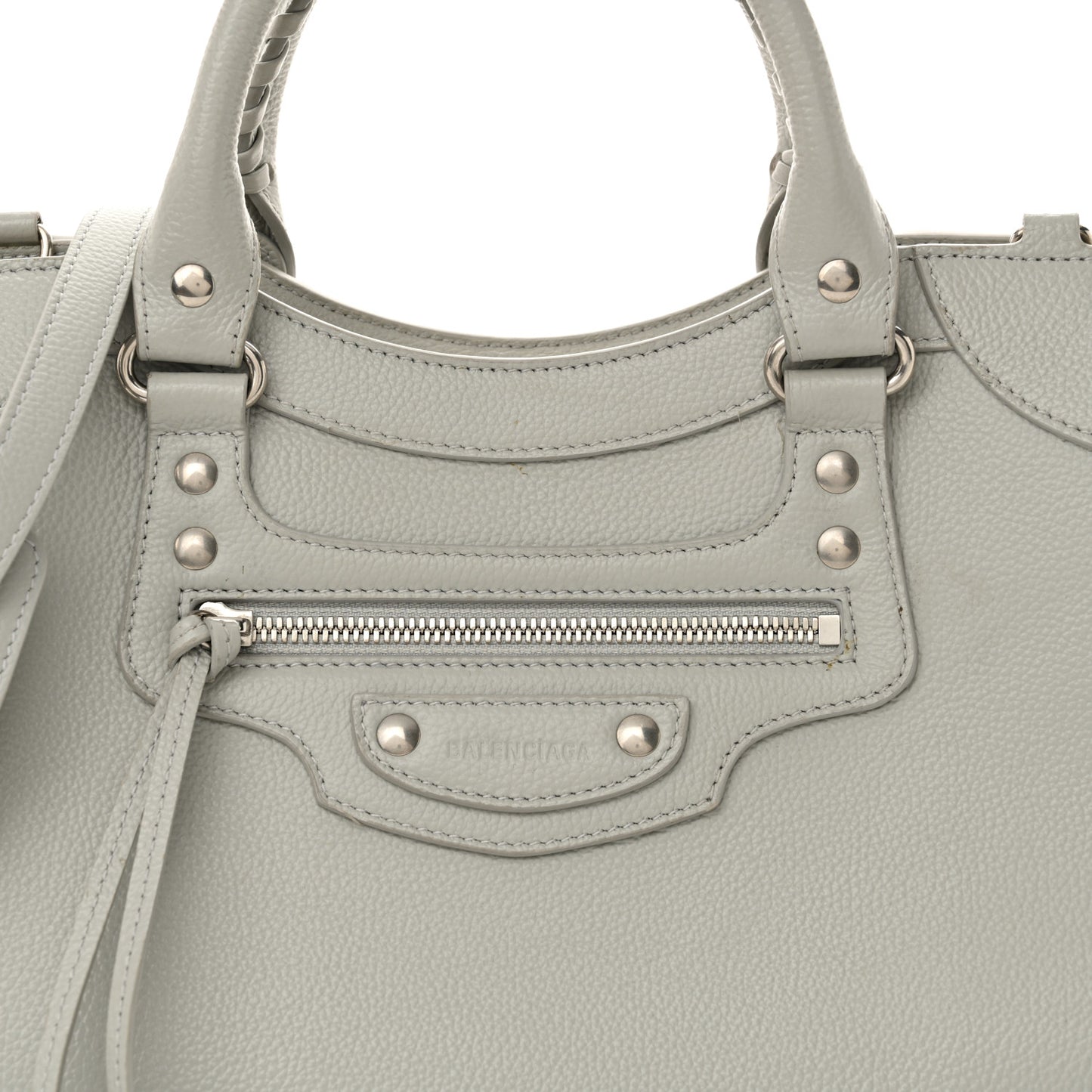 Grained Calfskin Silver Hardware Neo Classic City Light Grey