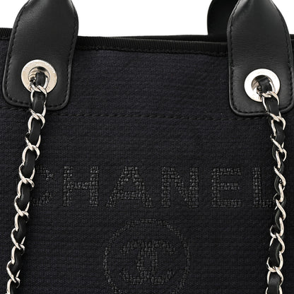 Chanel Mixed Fibers Small Deauville Tote Navy Blue 8 of 12