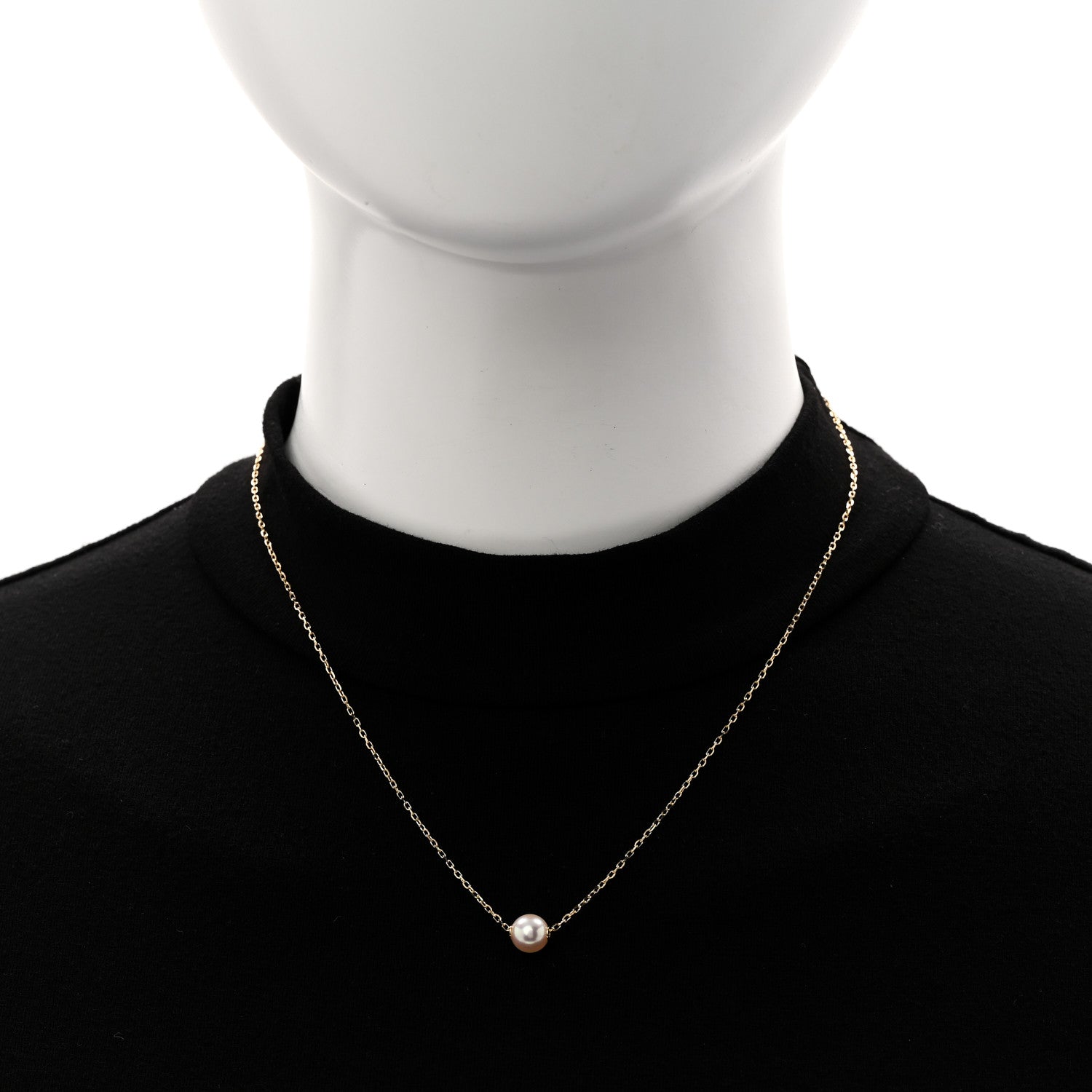 Mikimoto 18K Yellow Gold Akoya Cultured Pearl 7-7.5mm Single Pendant Necklace 2 of 6