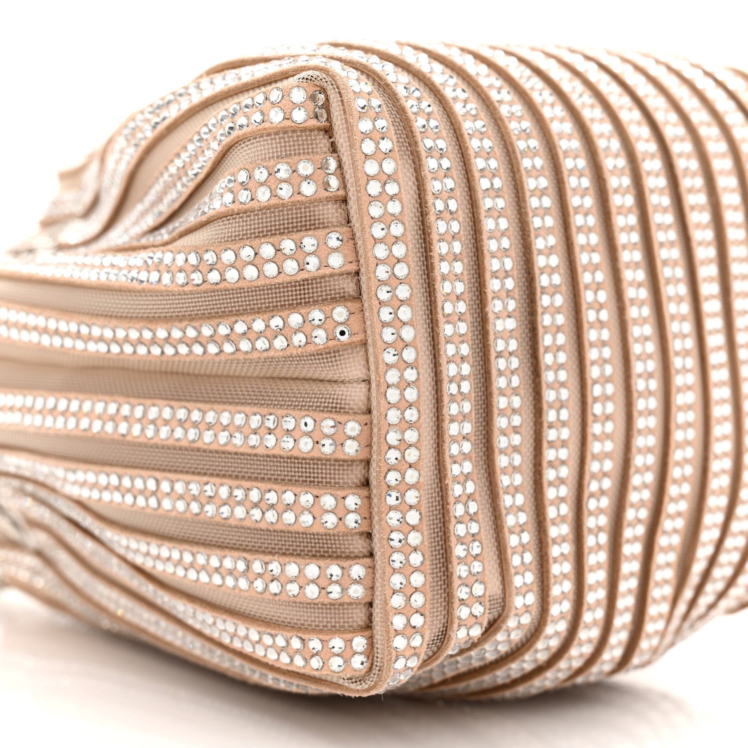 Jimmy Choo Suede Mesh Crystal Embellished Stripe Bon Bon Bucket Bag Macaron Mix 8 of 9