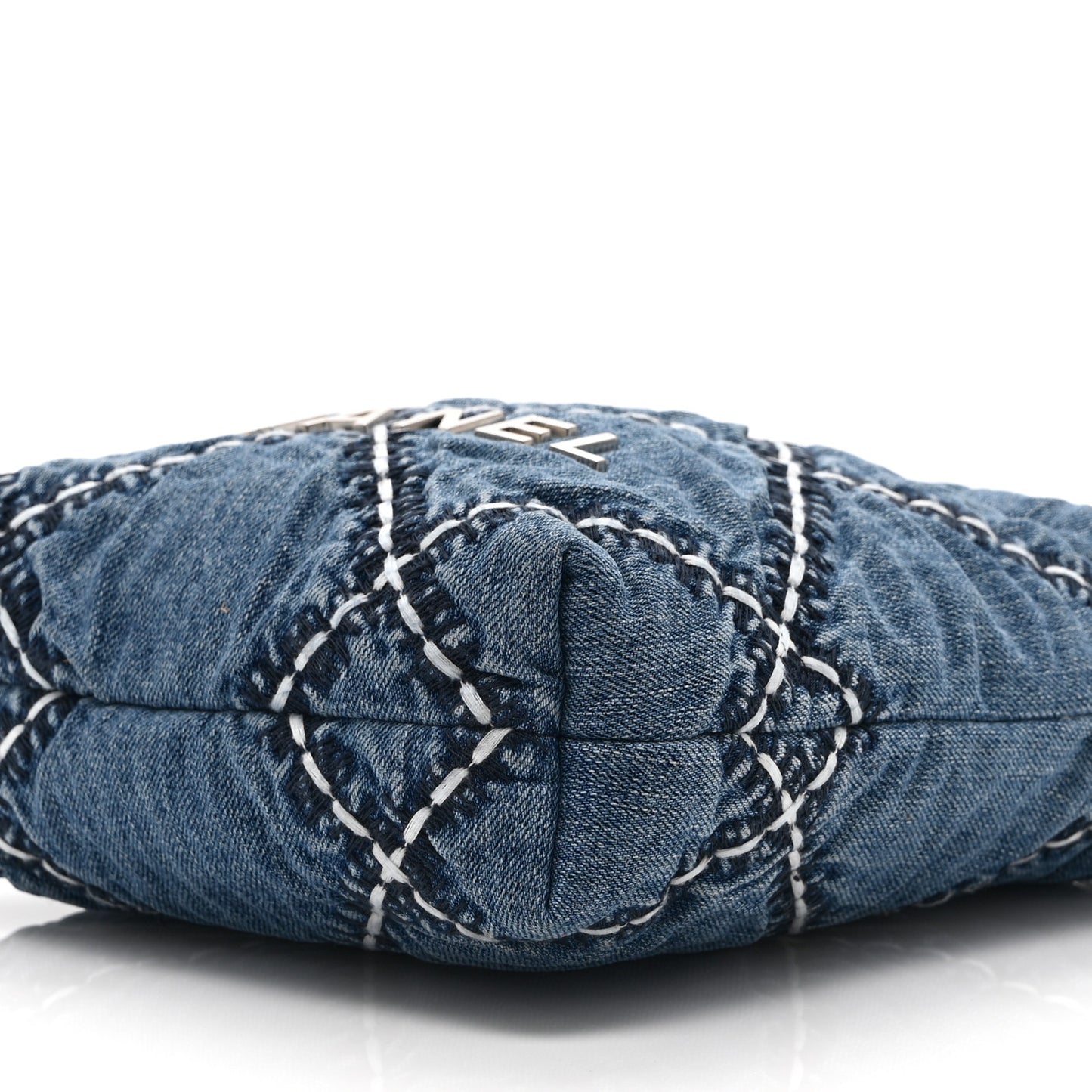 Denim Stitched Quilted Mini Chanel 22 Blue