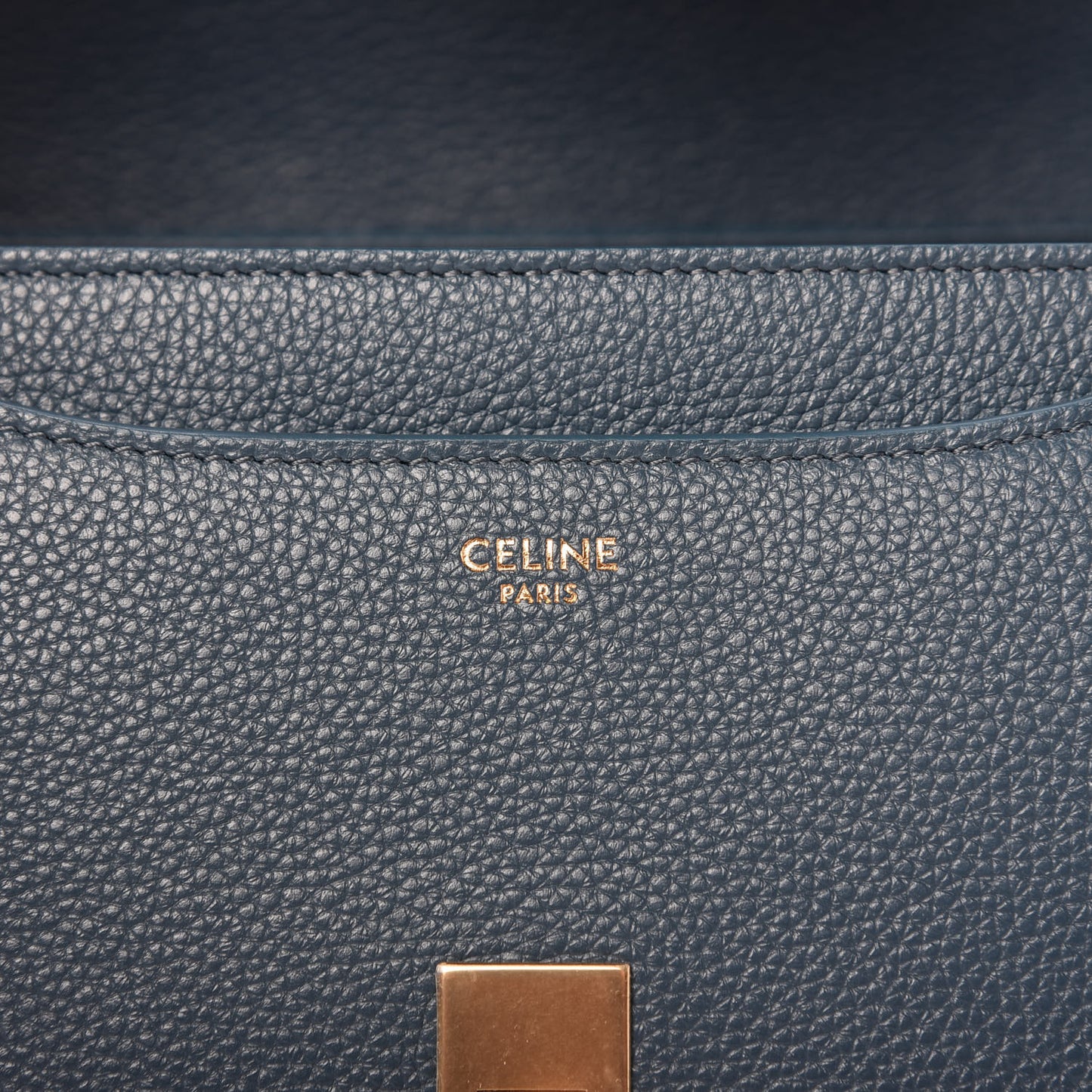 Grained Calfskin Small 16 Top Handle Bag Petrol