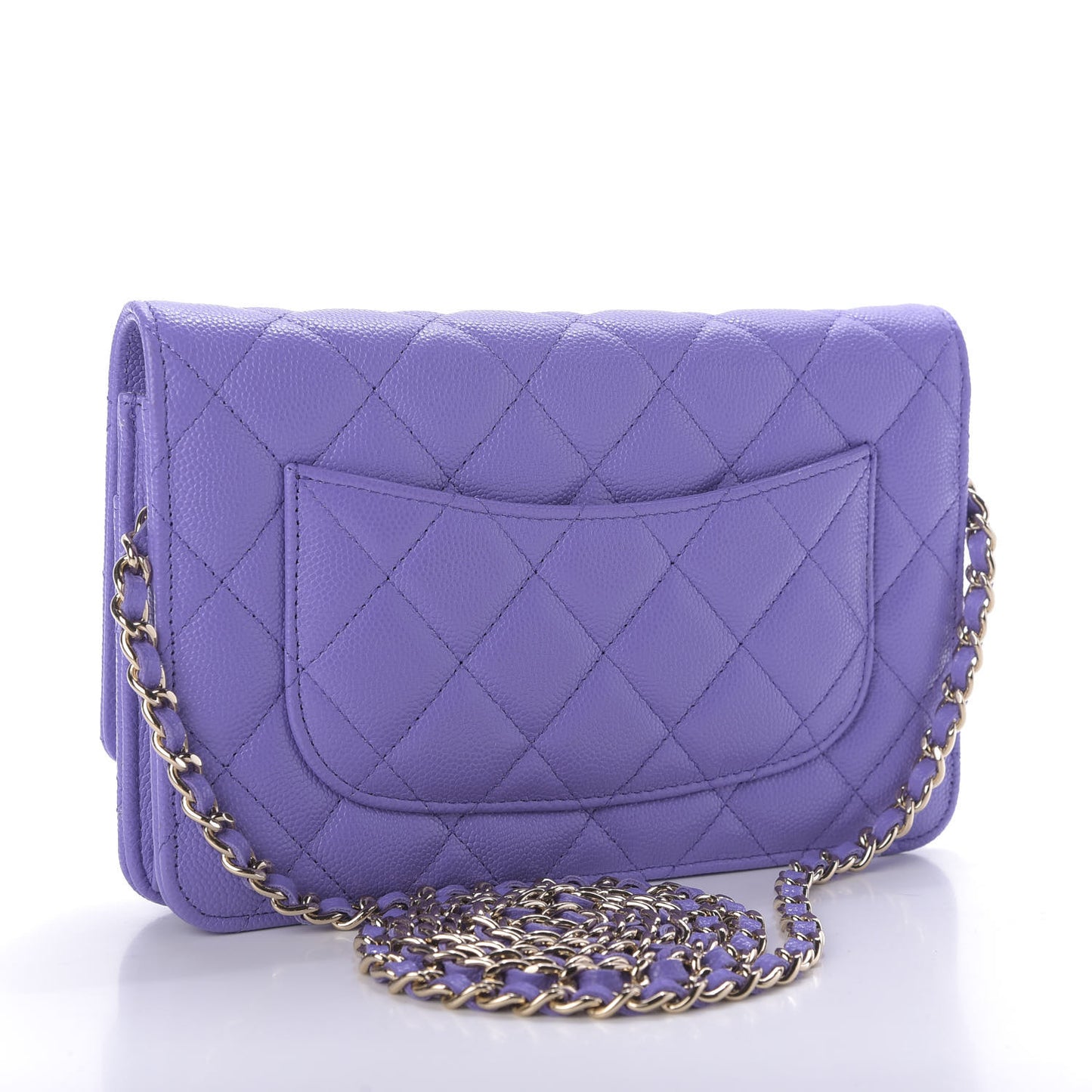 Caviar Quilted Wallet On Chain WOC Purple