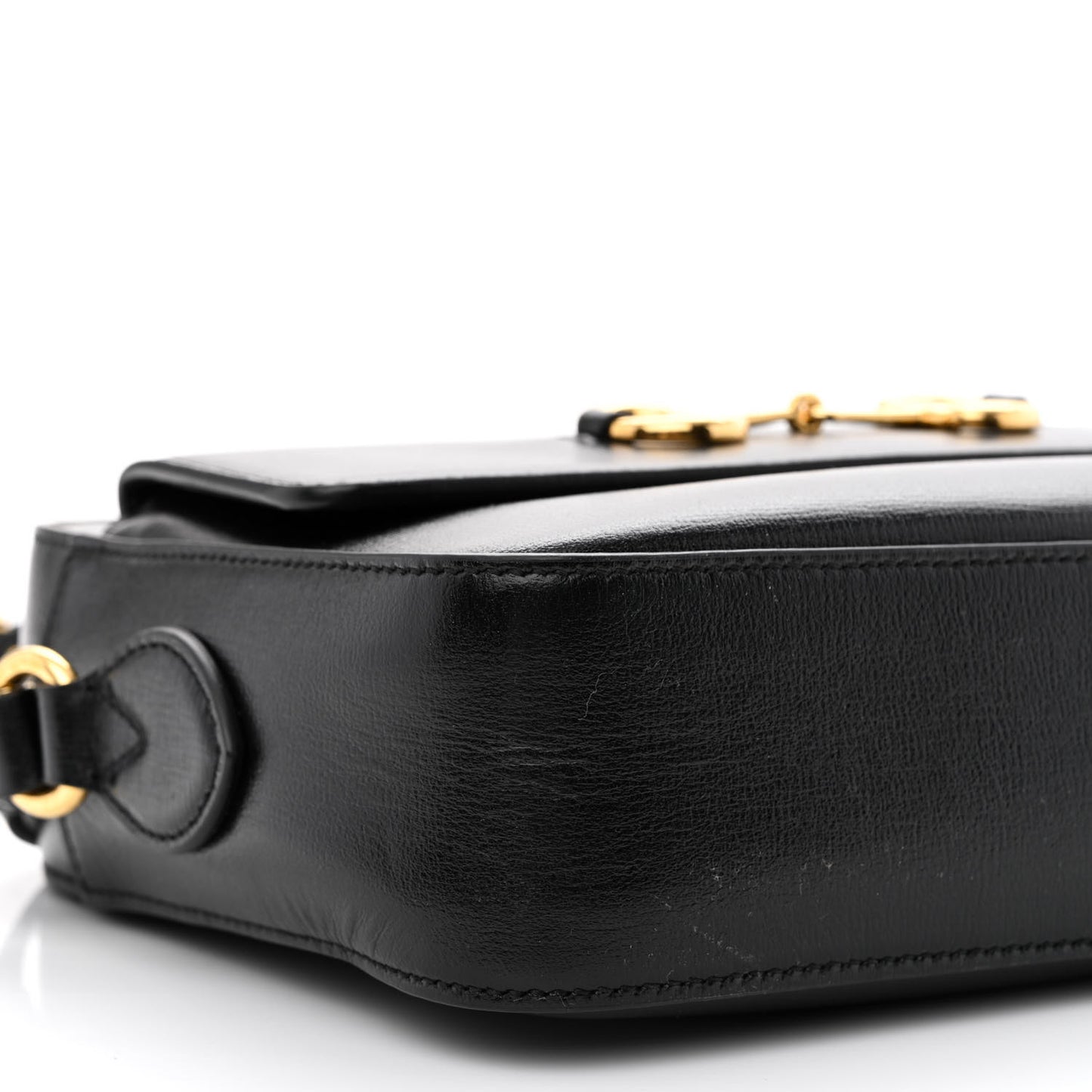 Textured Calfskin Small Horsebit 1955 Shoulder Bag Black