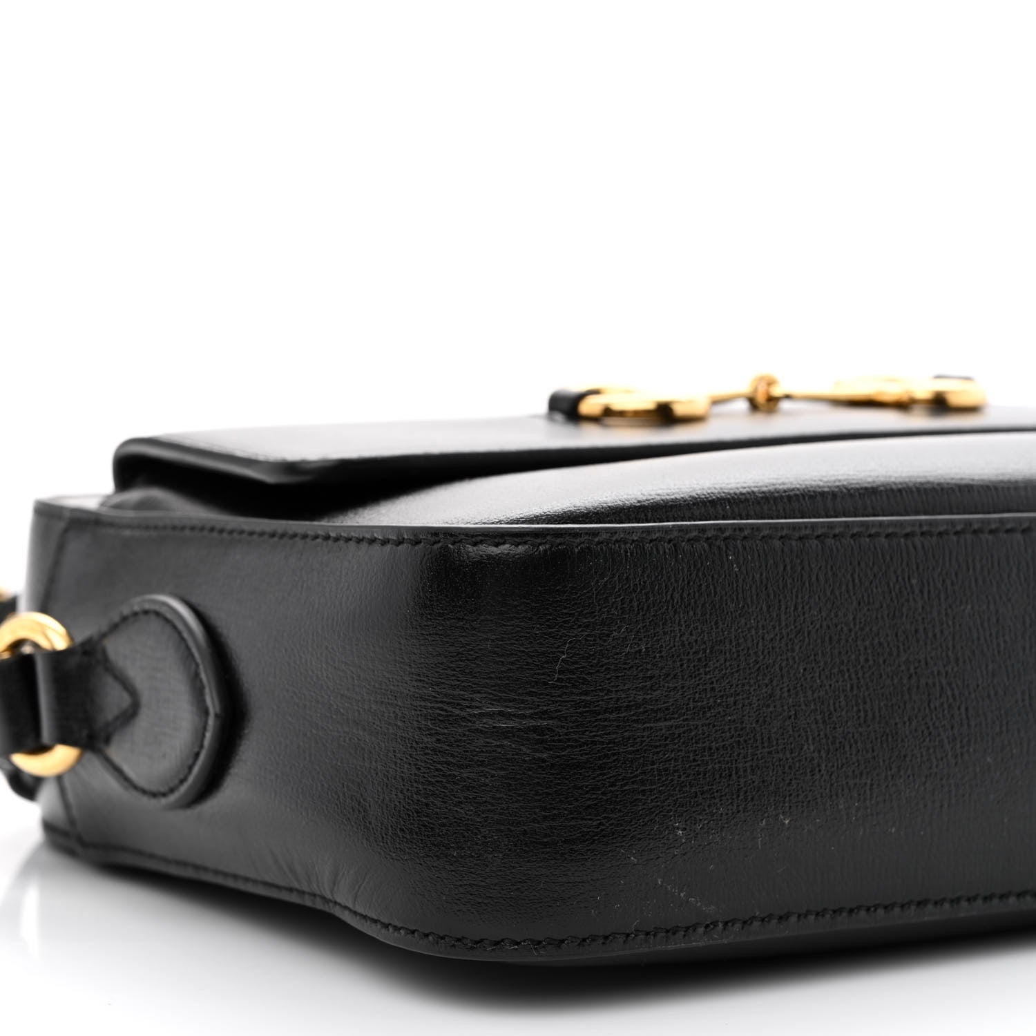 Gucci Textured Calfskin Small Horsebit 1955 Shoulder Bag Black 9 of 12