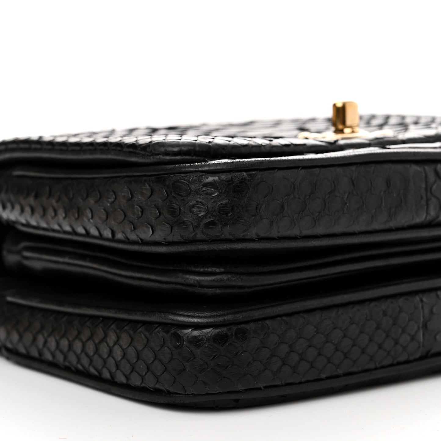 Snakeskin Quilted Mini Citizen Chic Flap Black
