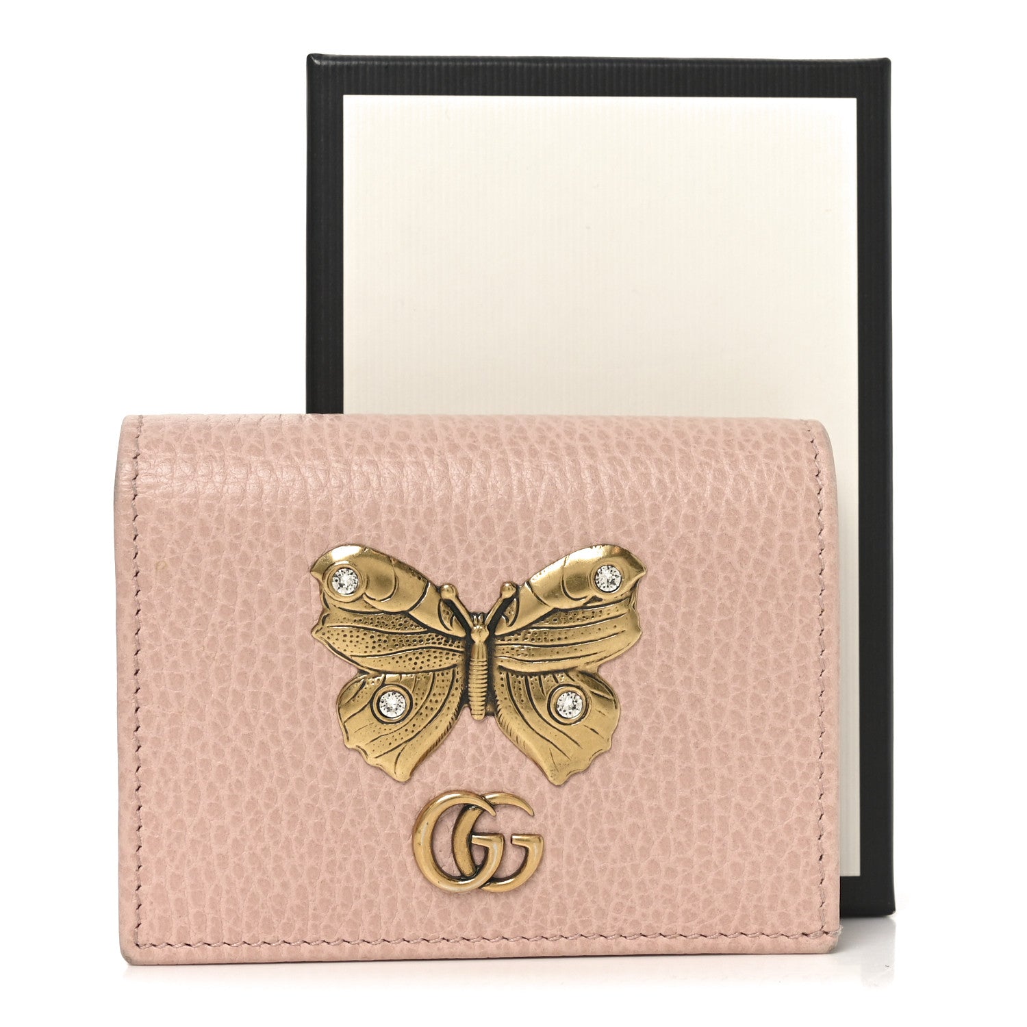 Gucci Pebbled Calfskin Butterfly Card Case Perfect Pink 10 of 10