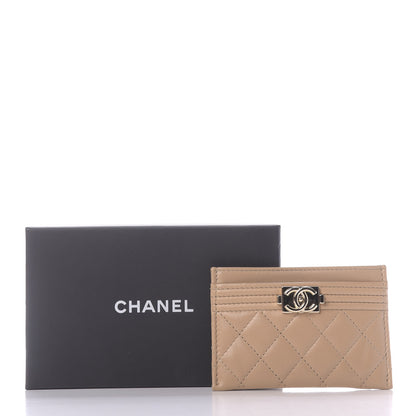 Chanel Lambskin Quilted Boy Card Holder Beige 10 of 10