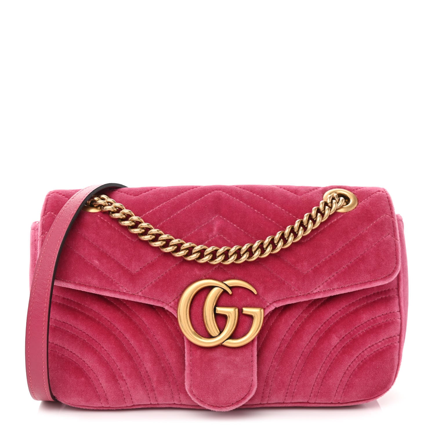 Gucci Velvet Matelasse Small GG Marmont Shoulder Bag Light Raspberry Rose 1 of 10