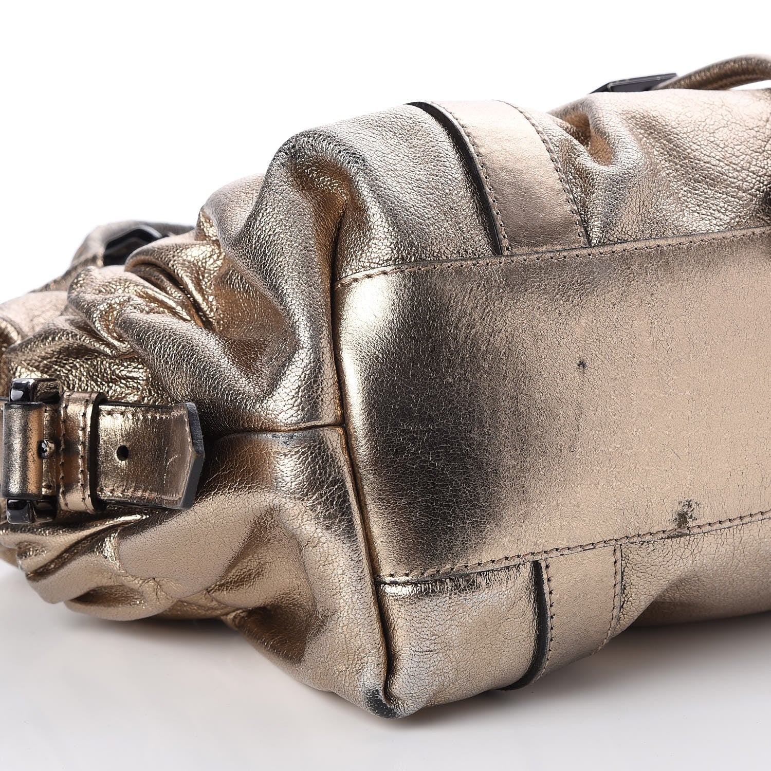 Burberry Metallic Grained Calfskin Small Curzon Satchel Gold 11 of 12