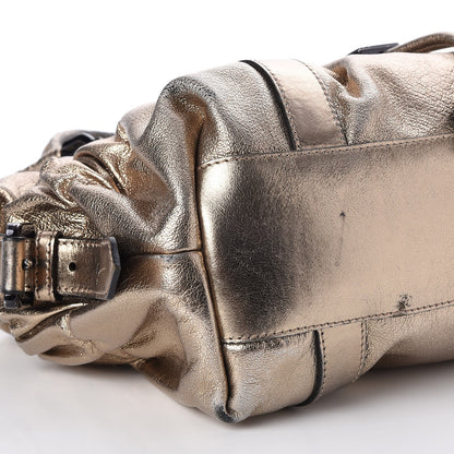 Burberry Metallic Grained Calfskin Small Curzon Satchel Gold 11 of 12