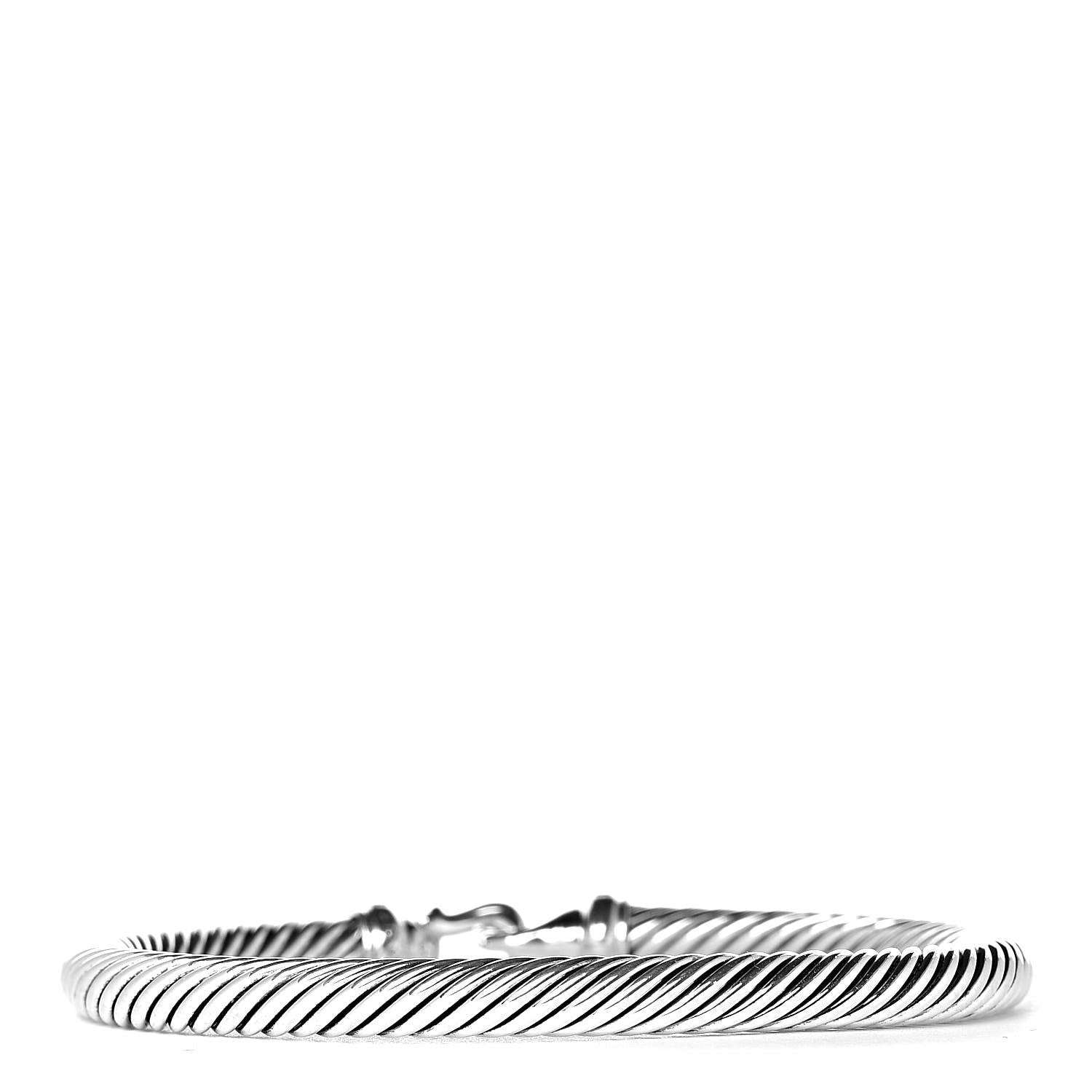 David Yurman Sterling Silver Diamond 5mm Cable Buckle Bracelet 3 of 5