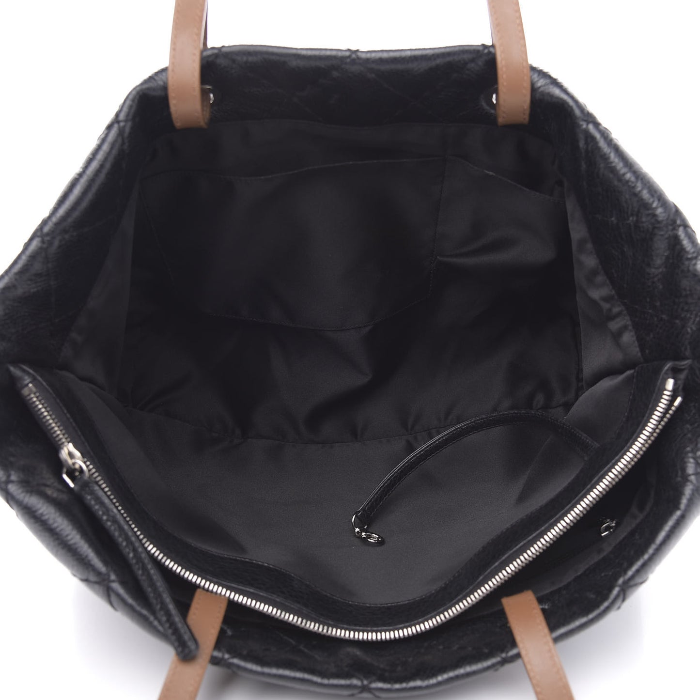 Glazed Calfskin Large On The Road Tote Black