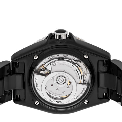 Chanel Stainless Steel Ceramic Diamond 38mm J12 Automatic Watch Black 4 of 4