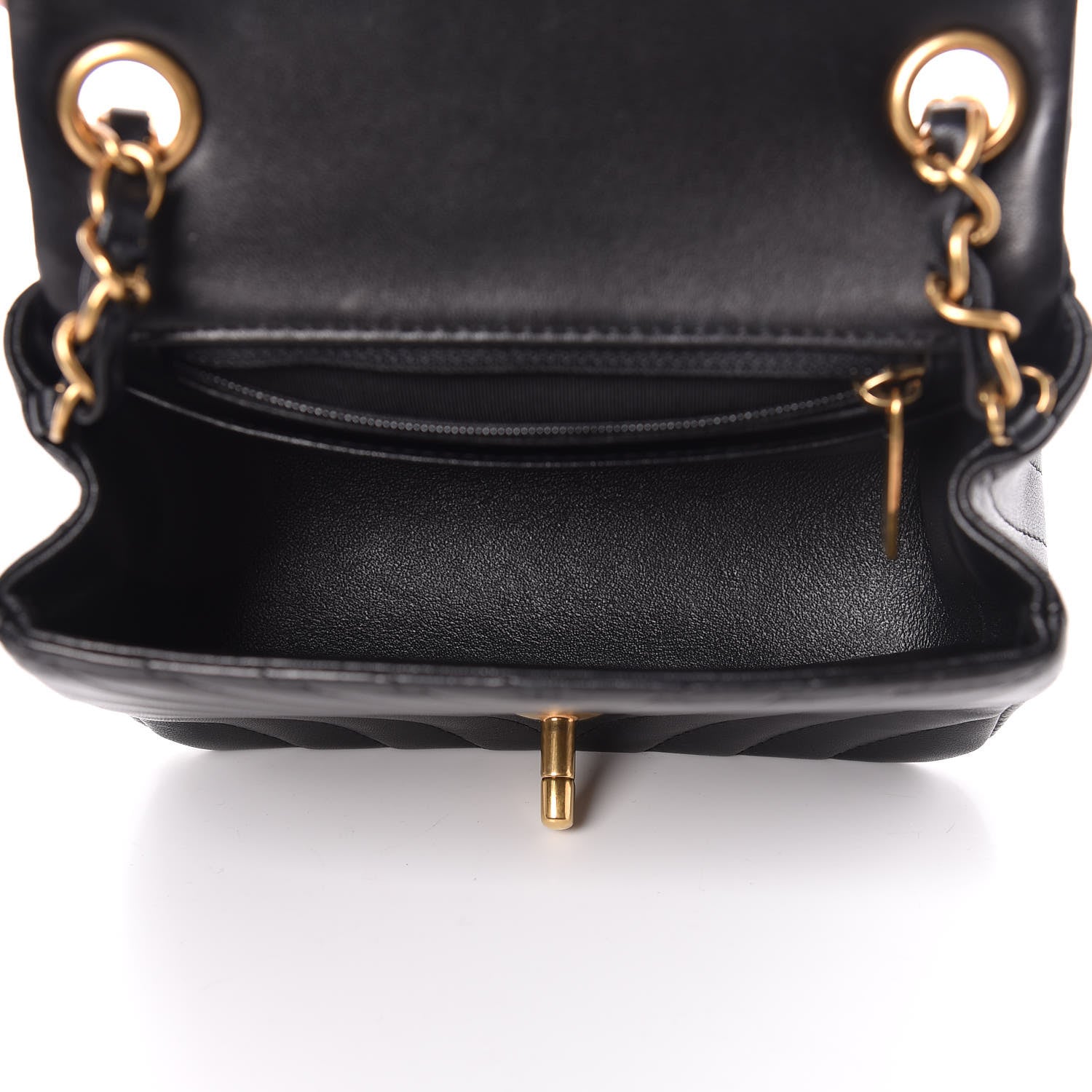 Chanel Lambskin Chevron Quilted Mini Square Flap Black 7 of 10