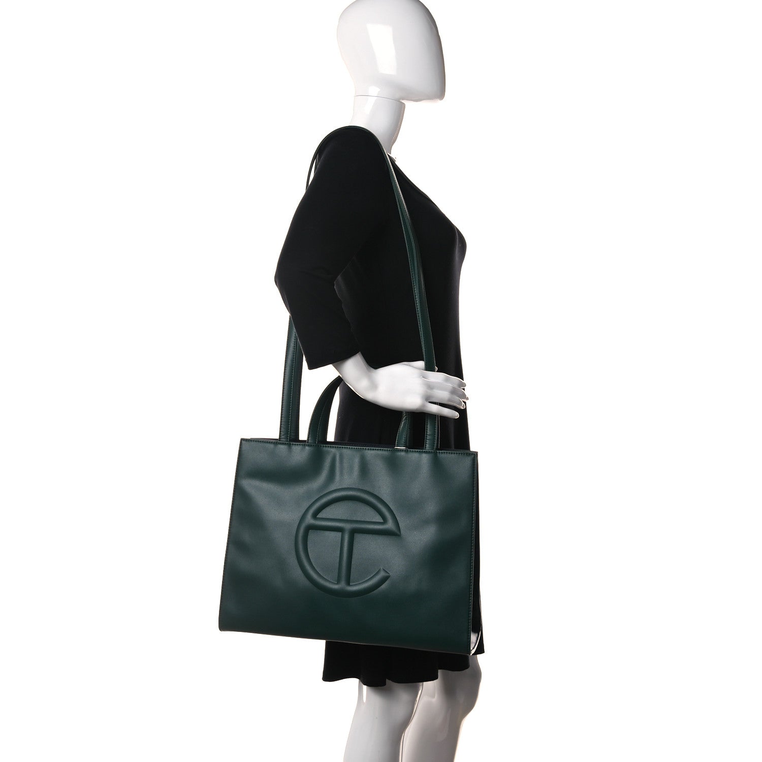 Telfar Vegan Leather Medium Shopping Bag Dark Olive 2 of 9