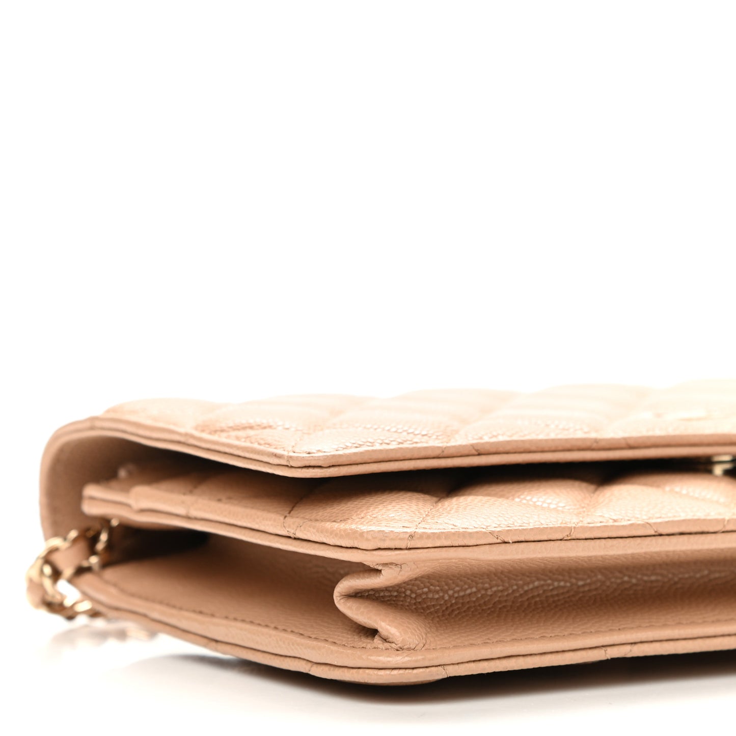 Caviar Quilted Wallet On Chain WOC Beige