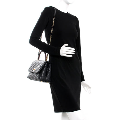 Chanel Caviar Lizard Quilted Small Coco Handle Flap Black 2 of 8