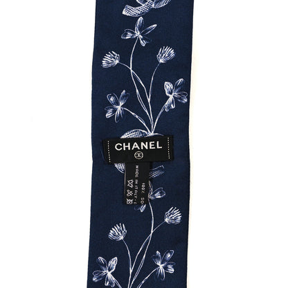 Chanel Silk CC Slim Bandeau Scarf Blue Ecru 3 of 3
