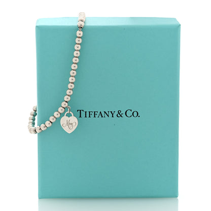 Tiffany Sterling Silver 4mm Mom Heart Tag Bead Bracelet 4 of 4
