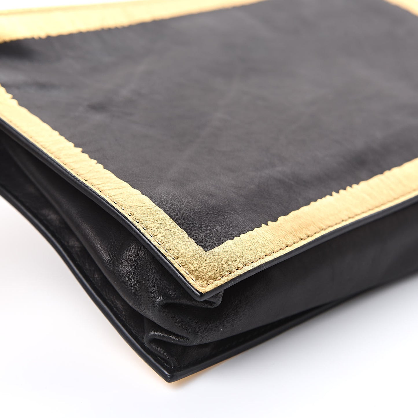 Gilded Waxed Leather Pouch Gold Black