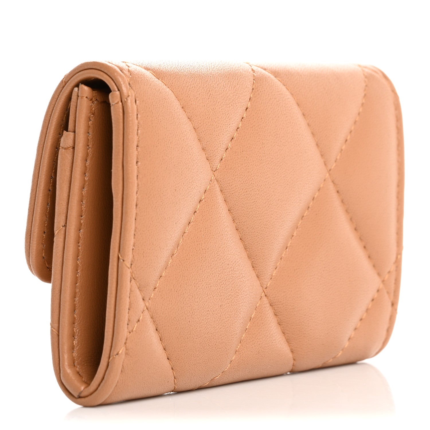 Chanel Lambskin Quilted Chanel 19 Flap Card Holder Brown 3 of 10